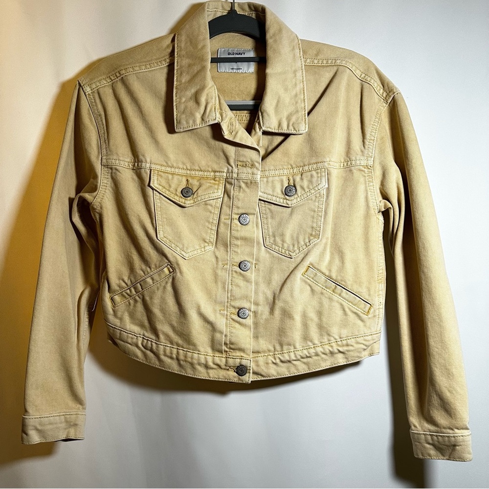 Old Navy Jean Jacket Washed Out Yellow Sm